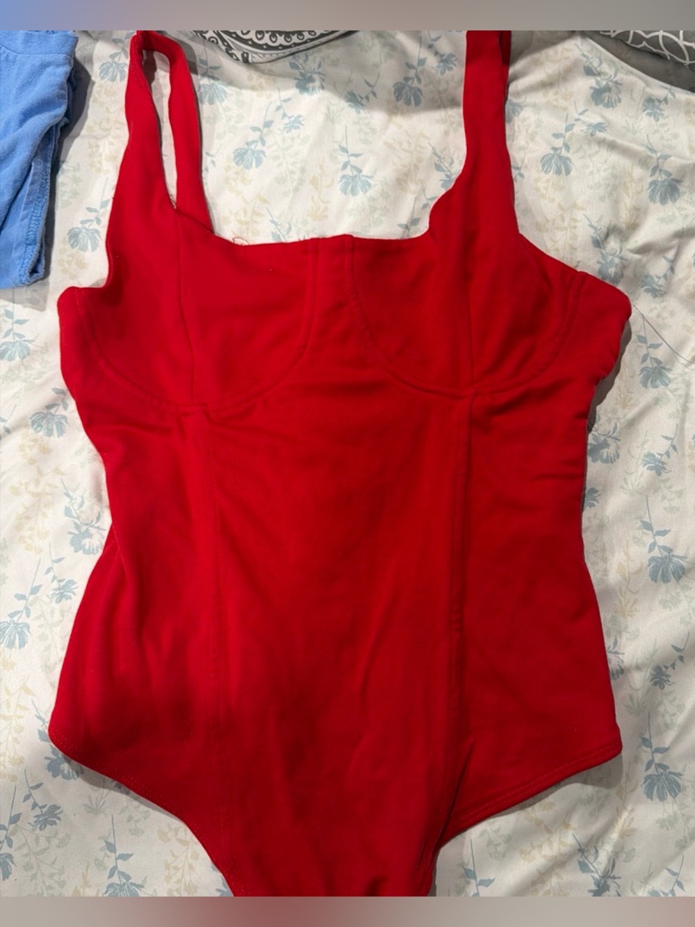 Women's Red Square-Neck Bodysuit